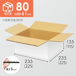 【宅配80サイズ】生活雑貨、家具、インテリア向けダンボール箱（225×225×115mm）5mm A/F 白C5×C5
