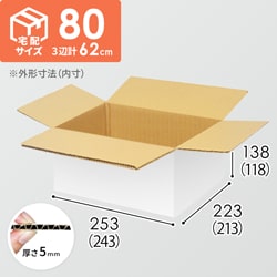【宅配80サイズ】生活雑貨、家具、インテリア向けダンボール箱（243×213×118mm）5mm A/F 白C5×C5