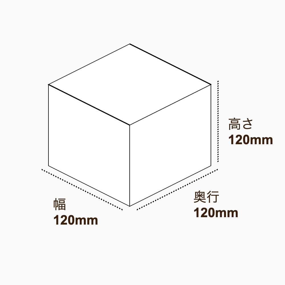 オリジナル印刷パッケージ（化粧箱（組み上げ式）・120×120×120mm・コートボール紙 310g・OPニス・10営業日）