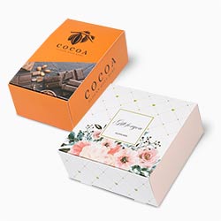 オリジナル印刷パッケージ（トレー箱・130×130×80mm・コートボール紙 310g・OPニス・12営業日）