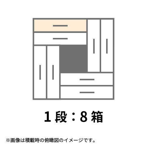 【宅配140サイズ】1100×1100パレットぴったりサイズダンボール箱［1段8箱×4段］（590×230×430mm）5mm A/F 白C5×C5