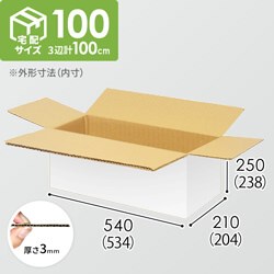 【宅配100サイズ】1100×1100パレットぴったりサイズダンボール箱［1段10箱×7段］（534×204×238mm）3mm B/F 白C5×C5