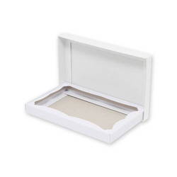 ハンカチ化粧箱（白無地・身蓋・2枚用・光沢・裏ネズ・129×205×高20mm)