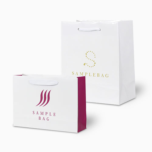 オリジナル印刷紙袋(1色印刷・コート紙・グロスPP・幅320×マチ200×高さ300mm・アクリル丸紐(オレンジ)・26営業日)<500枚>