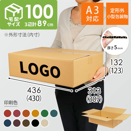 【名入れ印刷】宅配100サイズ 定形外郵便最大・国際郵便対応ダンボール箱