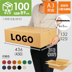 【名入れ印刷】宅配100サイズ 定形外郵便最大・国際郵便対応ダンボール箱