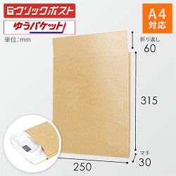 宅配袋 ワンポイント印刷 茶 外寸幅250×マチ30×高さ315+口折60mm　※底マチなし