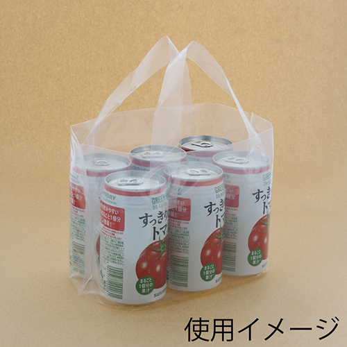 HEIKO 手提げポリ袋 ポリチャームバッグ 350?500ml 6缶用 ナチュラル 表記入り 50枚