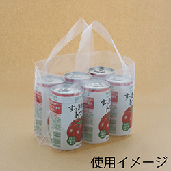 HEIKO 手提げポリ袋 ポリチャームバッグ 350～500ml 6缶用 ナチュラル 表記入り 50枚