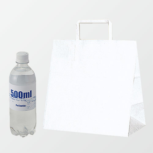 ワンポイント印刷紙袋(白・平紐・幅260×マチ160×高さ260mm・両面印刷)