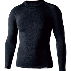 おたふく ＢＴデュアルクロス ロングスリーブクルーネックシャツ ブラック M～L JW59211ML
