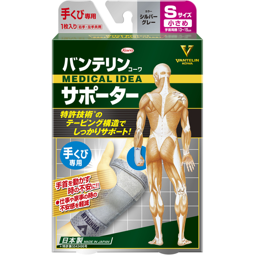 興和 バンテリンサポーター手くび専用 シルバーグレー 小さめサイズ 23074