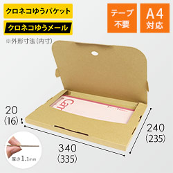 【クロネコゆうメール・ゆうパケット】厚さ2cm・テープレスケース（A4サイズ）