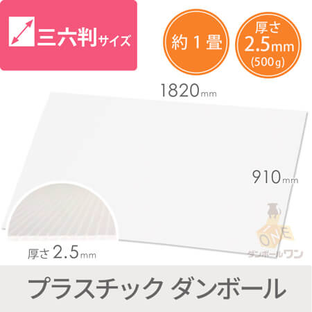 養生プラダンシート 三六判（幅910×長さ1820mm）2.5mm厚・半透明