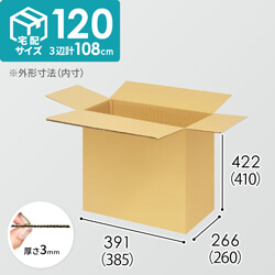 【宅配120サイズ】小箱ぴったり梱包用ダンボール箱［SBOX-01・12箱］（385×260×410mm）3mm B/F C5×C5