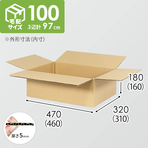 【宅配100サイズ】小箱ぴったり梱包用ダンボール箱［SBOX-02・6箱］（460×310×160mm）5mm A/F C120×C120