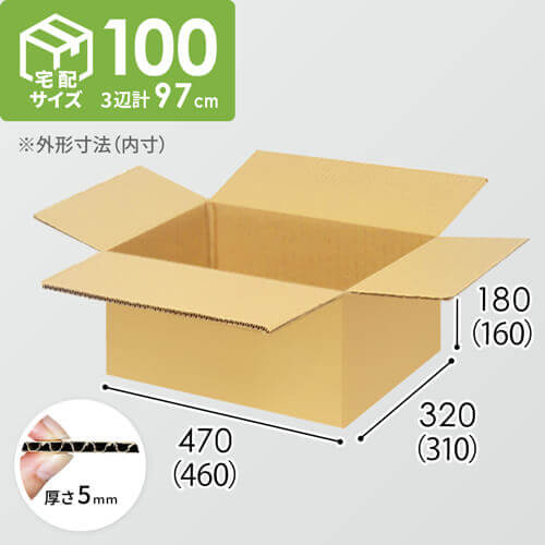 【宅配100サイズ】小箱ぴったり梱包用ダンボール箱［SBOX-02・6箱］（460×310×160mm）5mm A/F K6×強化芯180g×K6