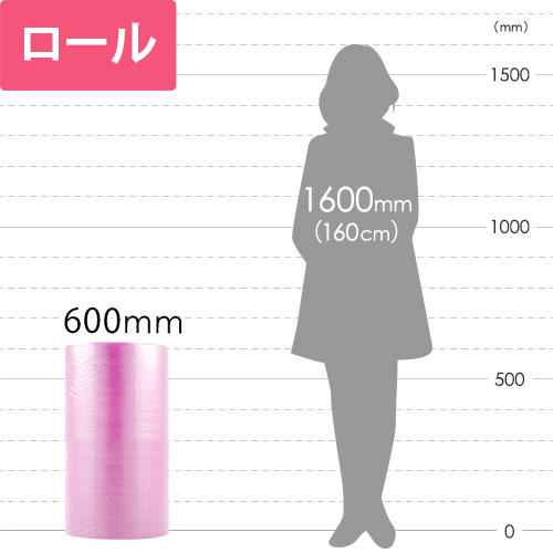 プチプチ はぁとぷち ロール ハート型（幅600mm×50m巻・ピンク）