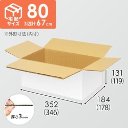 【宅配80サイズ】小箱ぴったり梱包用ダンボール箱［SBOX-03・2箱］（346×178×119mm）3mm B/F 白C5×C5