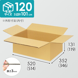 【宅配120サイズ】小箱ぴったり梱包用ダンボール箱［SBOX-03・6箱］（514×346×119mm）3mm B/F C5×C5