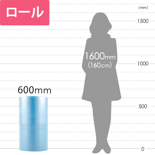プチプチ はぁとぷち ロール ハート型（幅600mm×50m巻・ブルー）