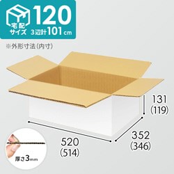 【宅配120サイズ】小箱ぴったり梱包用ダンボール箱［SBOX-03・6箱］（514×346×119mm）3mm B/F 白C5×C5