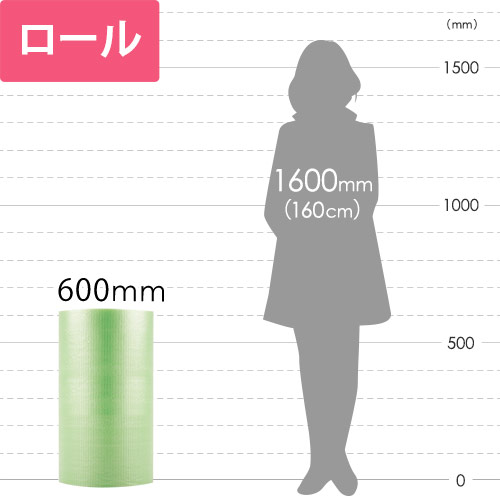 プチプチ はぁとぷち ロール ハート型（幅600mm×50m巻・グリーン）