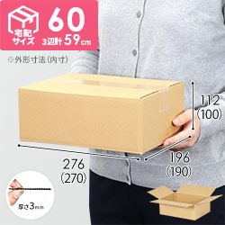 500 S&W MAGNUM オーダー品　60サイズ発送 宅配60サイズ】ダンボール箱（270×200×100mm）3mm B/F C5×C5