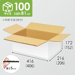 【宅配100サイズ】小箱ぴったり梱包用ダンボール箱［WE-44・4箱］（406×206×152mm）5mm A/F 白C5×C5