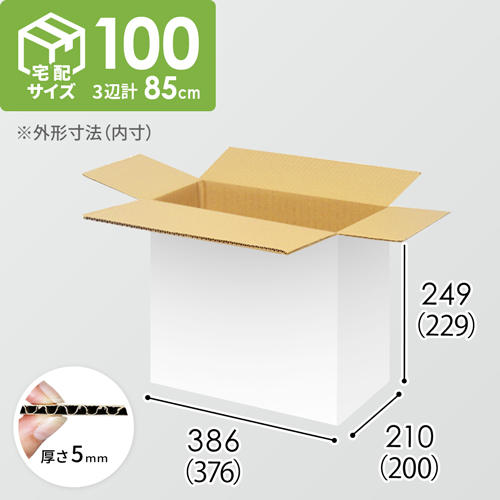 【宅配100サイズ】小箱ぴったり梱包用ダンボール箱［FBOX-01・6箱］（376×200×229mm）5mm A/F 白C5×C5