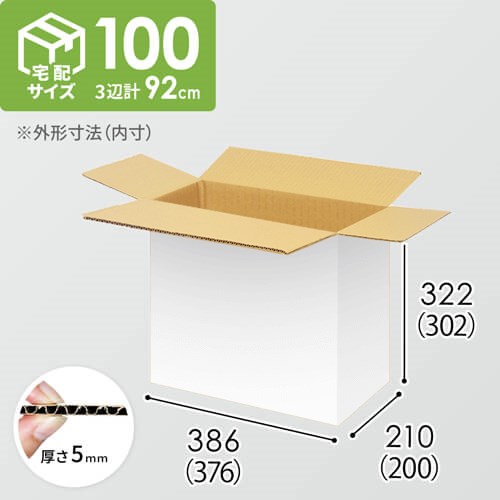 【宅配100サイズ】小箱ぴったり梱包用ダンボール箱［FBOX-01・8箱］（376×200×302mm）5mm A/F 白C5×C5