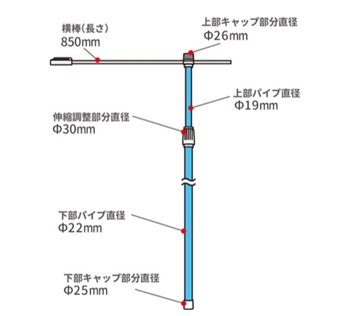 スタンダードポール（240cm・白・二段階伸縮）