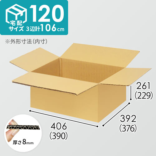 【宅配120サイズ】小箱ぴったり梱包用ダンボール箱［FBOX-01・12箱］（390×376×229mm）8mm W/F C5×C5