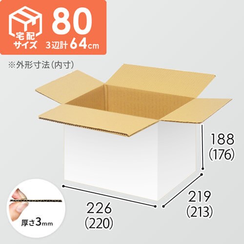 【宅配80サイズ】小箱ぴったり梱包用ダンボール箱［FBOX-02・2箱］（220×213×176mm）3mm B/F 白C5×C5
