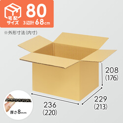 【宅配80サイズ】小箱ぴったり梱包用ダンボール箱［FBOX-02・2箱］（220×213×176mm）8mm W/F C5×C5