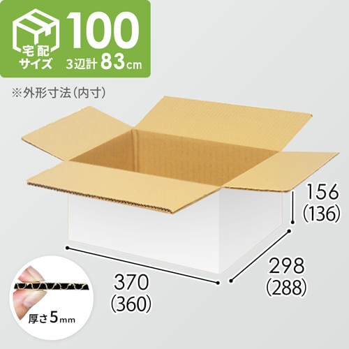 【宅配100サイズ】小箱ぴったり梱包用ダンボール箱［FBOX-04・4箱］（360×288×136mm）5mm A/F 白C5×C5