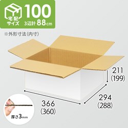 【宅配100サイズ】小箱ぴったり梱包用ダンボール箱［FBOX-04・6箱］（360×288×199mm）3mm B/F 白C5×C5