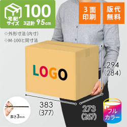 【ロゴ印刷・フルカラー・3面】宅配100サイズ ダンボール箱