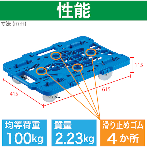ＴＲＵＳＣＯ ルートバン メッシュタイプ 4輪自在 ストッパー付 415×615mm MPK600NJSB