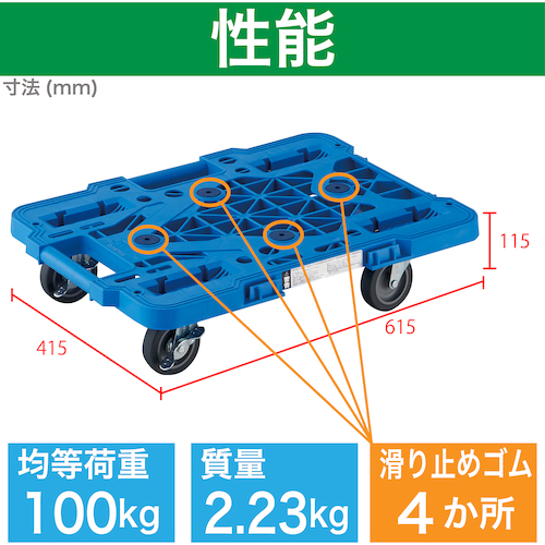 ＴＲＵＳＣＯ ルートバンメッシュタイプ 4輪自在 ストッパー付 415×615mm MPK600JSB
