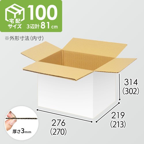 【宅配100サイズ】小箱ぴったり梱包用ダンボール箱［FBOX-06・8箱］（270×213×302mm）3mm B/F 白C5×C5
