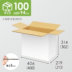 【宅配100サイズ】小箱ぴったり梱包用ダンボール箱［FBOX-06・12箱］（400×213×302mm）3mm B/F 白C5×C5