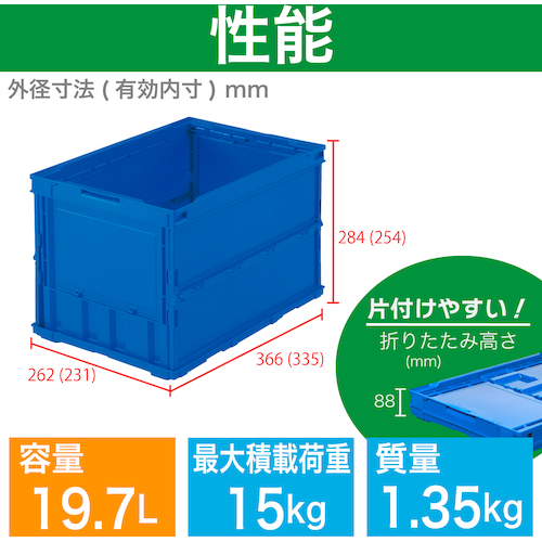 ＴＲＵＳＣＯ オリコン 薄型折りたたみコンテナ 50L ダークブルー ダークブルー TRO50B