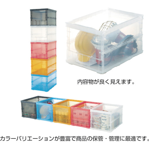 ＴＲＵＳＣＯ オリコン 薄型折りたたみコンテナスケルコン 40L 透明 TSKO40B