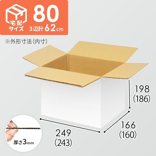 【宅配80サイズ】小箱ぴったり梱包用ダンボール箱［FBOX-07・2箱］（243×160×186mm）3mm B/F 白C5×C5