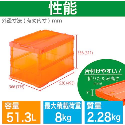 TRUSCO オリコン 薄型折りたたみコンテナ スケルコン 50L TRUSCO オリコン 薄型折りたたみコンテナ スケルコン 50L
