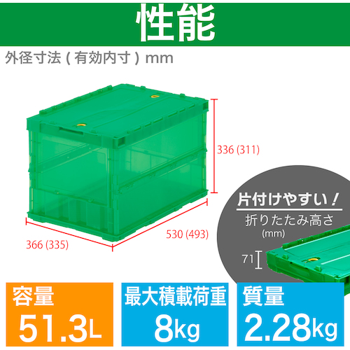 TRUSCO オリコン 薄型折りたたみコンテナ スケルコン 50L TRUSCO オリコン 薄型折りたたみコンテナ スケルコン 50L