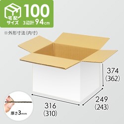 【宅配100サイズ】小箱ぴったり梱包用ダンボール箱［FBOX-07・8箱］（310×243×362mm）3mm B/F 白C5×C5