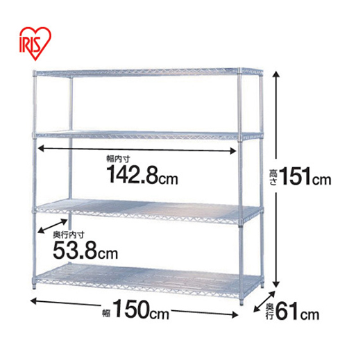 ＩＲＩＳ メタルラック ポール径25 1500×610×1510mm MR1515DJ