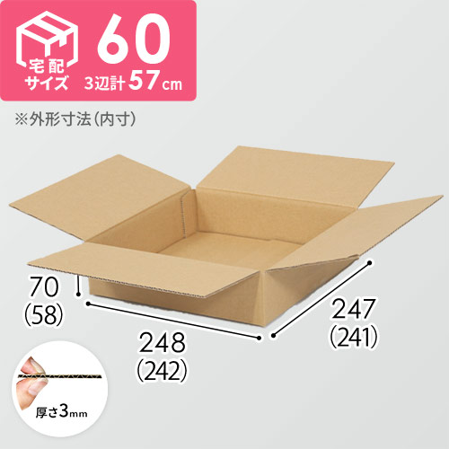 【宅配60サイズ】小箱ぴったり梱包用ダンボール箱［NE-38・4箱］（242×241×58mm）3mm B/F C120×C120